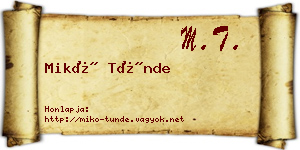 Mikó Tünde névjegykártya